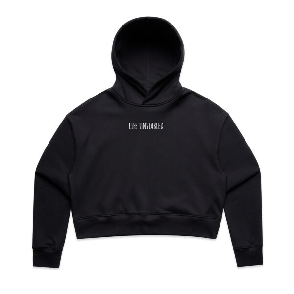 Life Unstabled Women's Relaxed Crop Hoodie Black Thumbnail